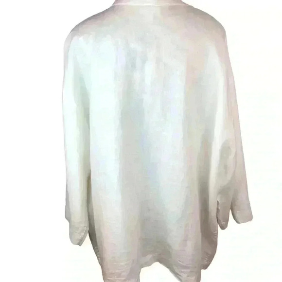 Pure Jill Linen Women’s XLP White Linen Open Front Blazer Jacket Pockets - Picture 6 of 6